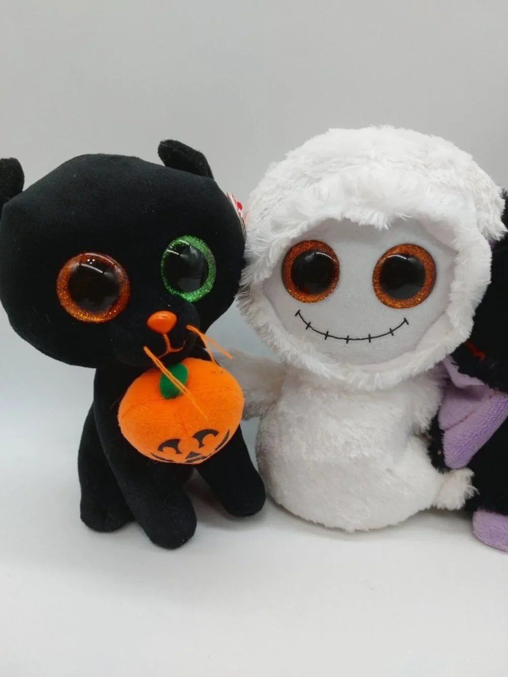Ty Beanie Boos Cat Ghost Bat Scarecrow Lot Of 4 Plush Stuffed Animal Halloween